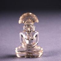 Rock crystal statue of Seated Jain Tirthankara, in a legs folded with hands in lap position